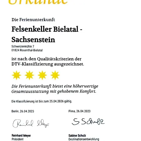 Apartament Felsenkeller Bielatal *